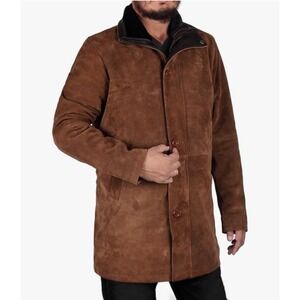 Laverapelle  Genuine Cow Suede Leather Coat Faux Fur Sherpa Lined Mens Size 2XL